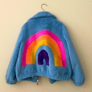 Lola and the Boys Faux Fur Rainbow Coat Size 8